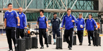 La Selección Argentina llegó a Estados Unidos para defender su título en el Mundial